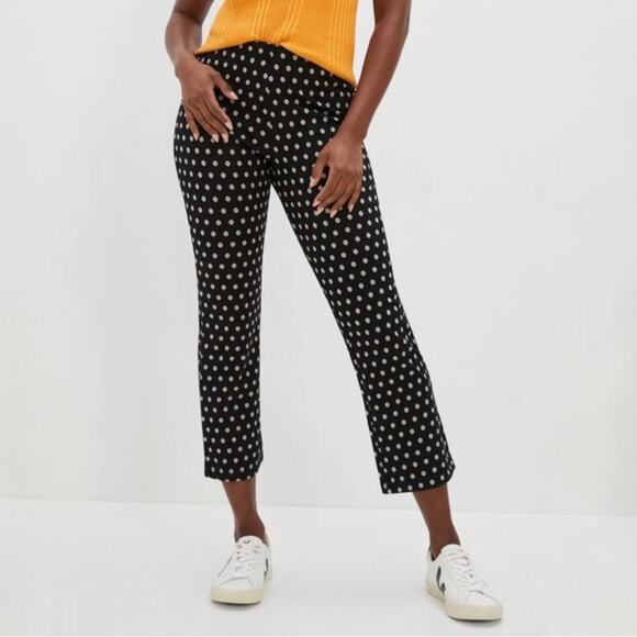 Anthropologie Daisy Print Mikayla Cropped Flare Pull on Pant Black XS - Picture 1 of 10